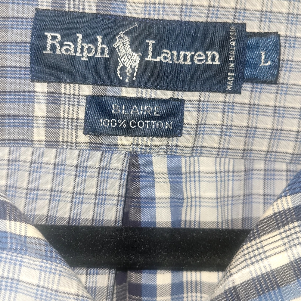 Ralph Lauren Blue and White Checkered Button Up Dress Shirt. Mens Size LG. - Picture 3 of 8